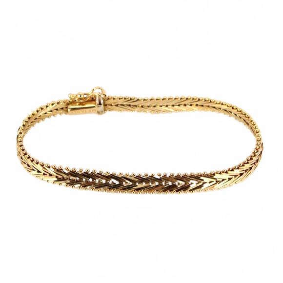 Jewelry - Vintage Imperial 14k Yellow Gold Mesh Chevron Pattern Link Bracelet 6.25"